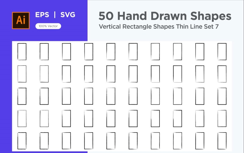 Vertical Rectangle Shape Thin Line 50_Set V 7 Vector Graphic