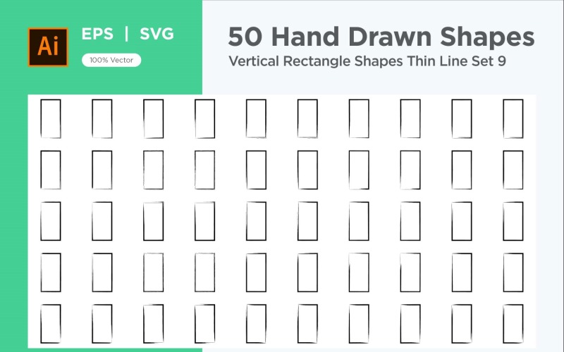 Vertical Rectangle Shape Thin Line 50_Set V 9 Vector Graphic