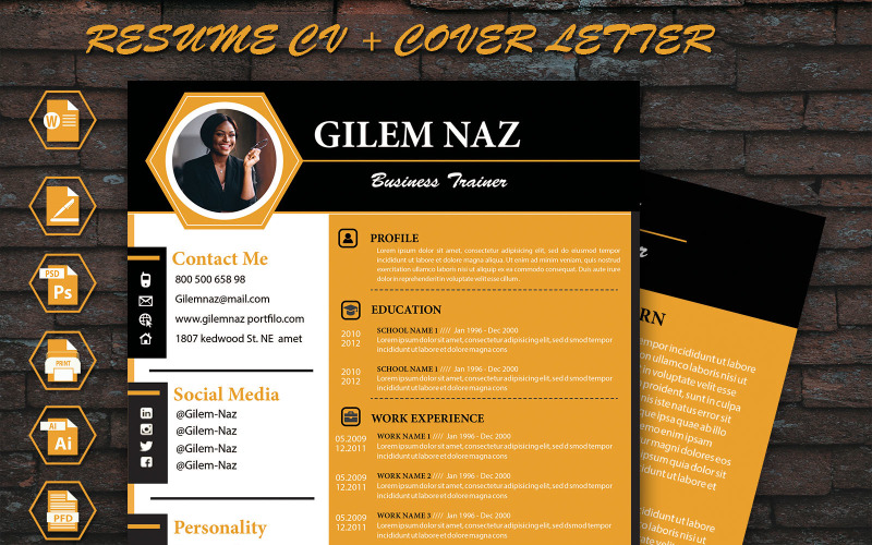 Accomplished and Versatile Resume CV + Cover Letter Resume Template