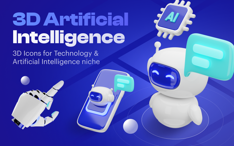 Artificially - Artificial Intelligence 3D Icon Set Model