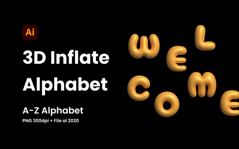 3D Inflate Alphabet vibrant and Dynamic Visual Enhancement Vector Graphic