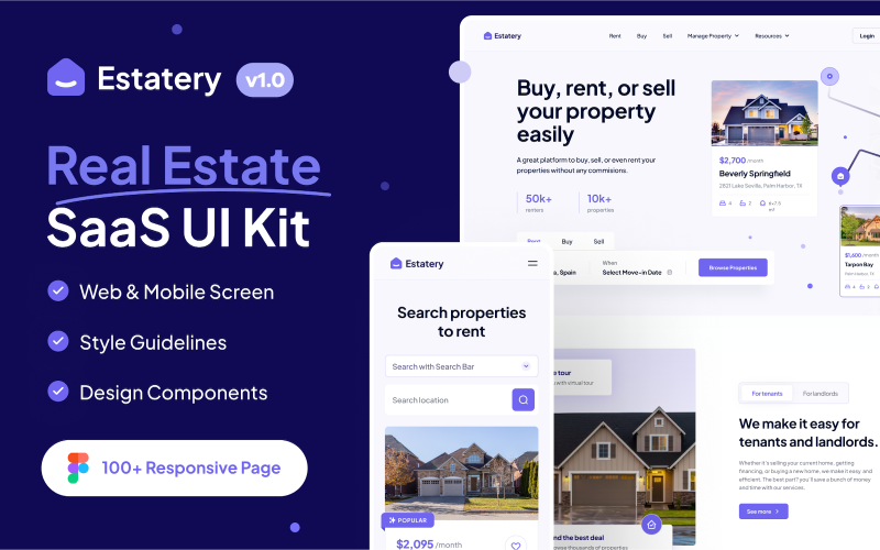 Estatery - Real Estate SaaS Web UI Kit UI Element