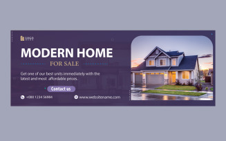 Facebook Cover Banner Design Template For Modern Simple Home