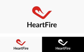 Letter V _ Heart Fire Logo design Template