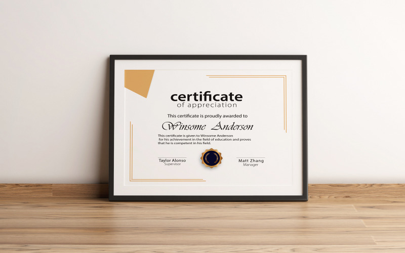 Modern and simple certificate of appreciation template Certificate Template