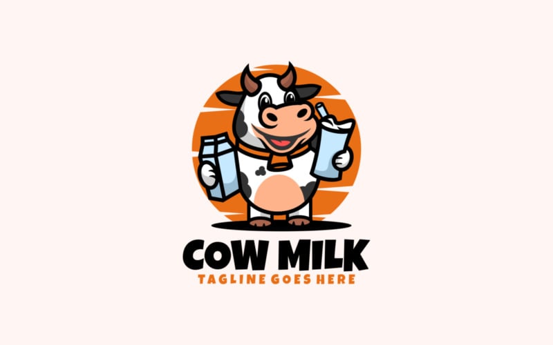 Cow Milk Mascot Cartoon Logo 1 Logo Template