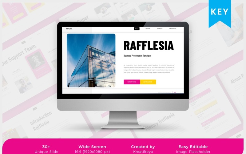 Rafflesia - Pink Yellow Keynote Business Creative Template Keynote Template