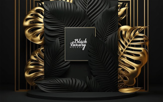 Black Luxury Mockup | Sing Logo Mockup | Luxury Geometric 3D Background Mockup