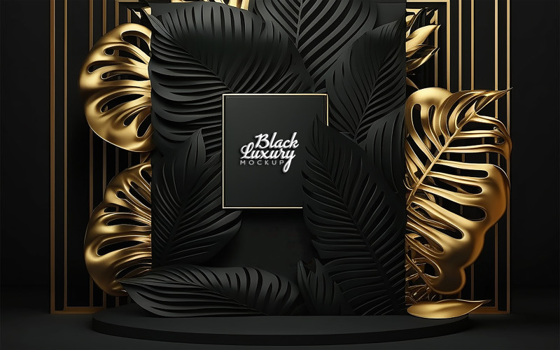 Black Luxury Mockup | Sing Logo Mockup | Luxury Geometric 3D Background Mockup Product Mockup
