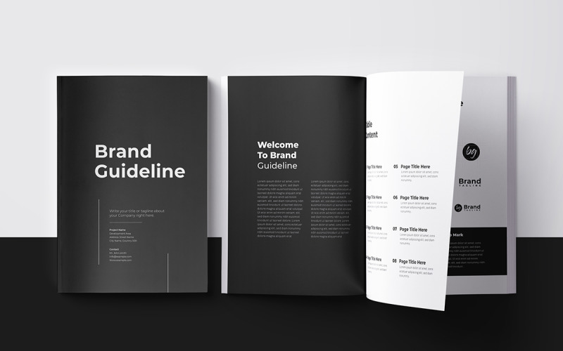 Brand Guidelines with Black Accents Magazine Template