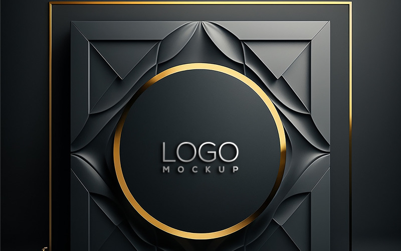 Logo Mockup | Black Wall Mockup | Geometric Background Images Product Mockup