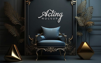 Sign Logo Mockup | Living room Mockup | Geometric Background Images