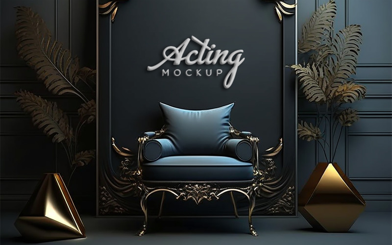Sign Logo Mockup | Living room Mockup | Geometric Background Images Product Mockup