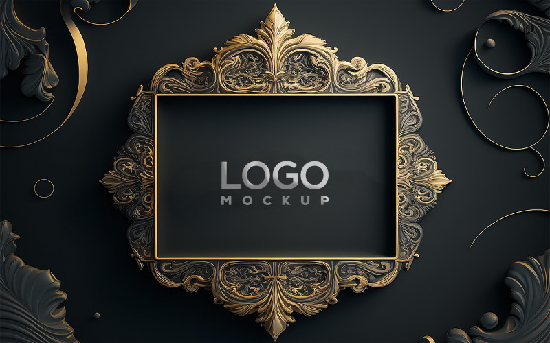 Sing Logo Mockup | Black and Gold Luxury Background Mockup Product Mockup