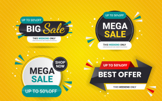 Vector sale banner promotion set template with color background and super offer