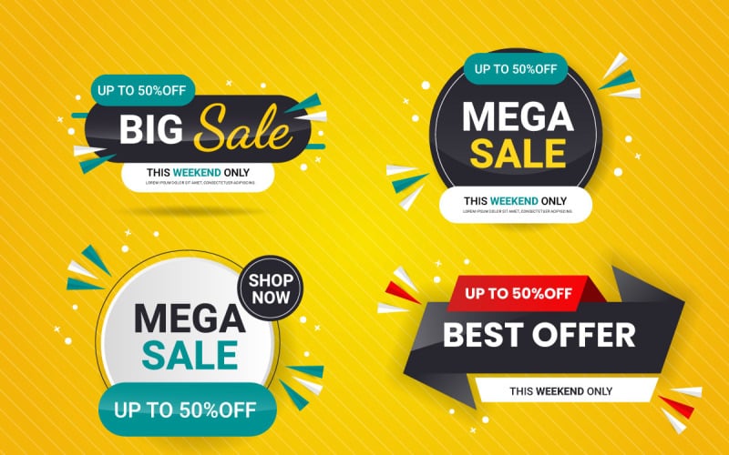 Vector sale banner promotion set template with color background and super offer Illustration