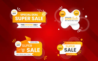 Vector sale banner promotion set template with color background and super offers