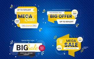 Vector sale banner promotion set template with color background idea
