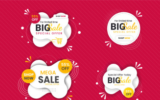 Vector sale banner promotion set template with color background