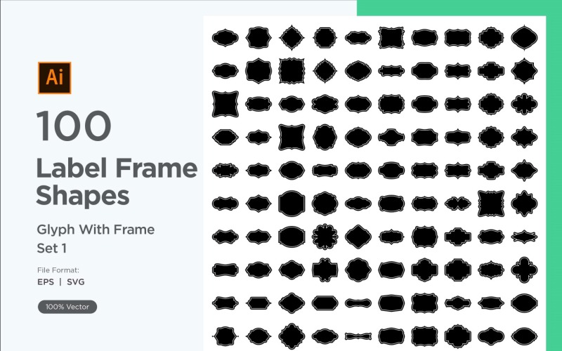 Label Frame Shape - Glyph With Frame -100_ Set V 1 Vector Graphic