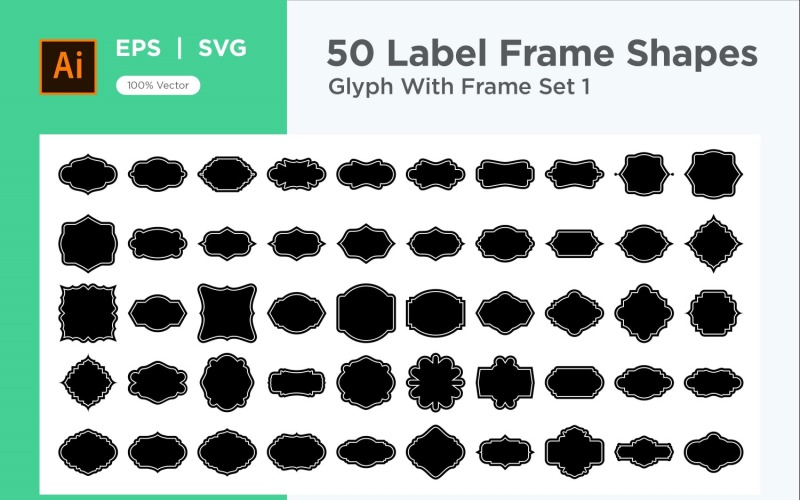 Label Frame Shape - Glyph With Frame -50_ Set V 1 Vector Graphic