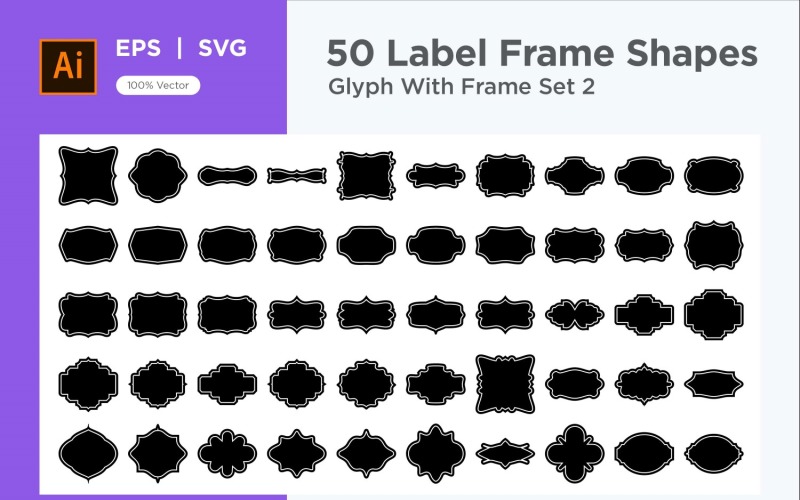 Label Frame Shape - Glyph With Frame -50_ Set V 2 Vector Graphic