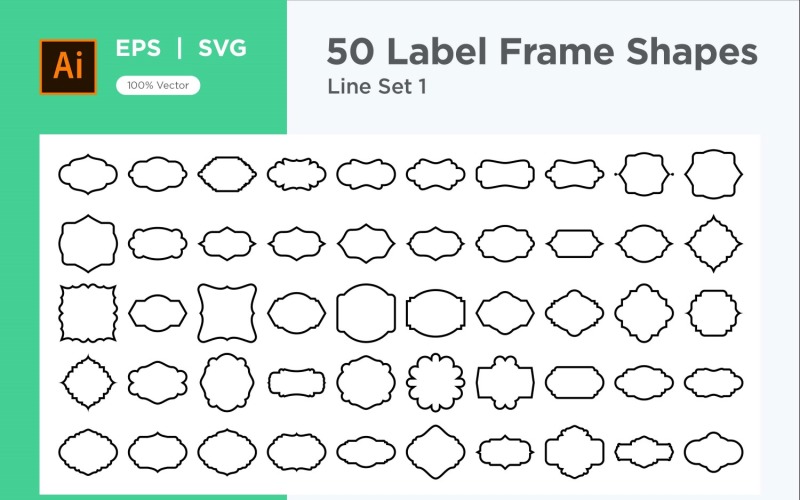 Label Frame Shape - Line -50_ Set 1 Vector Graphic