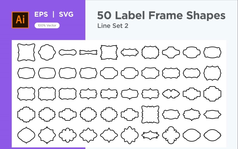 Label Frame Shape - Line -50_ Set 2 Vector Graphic