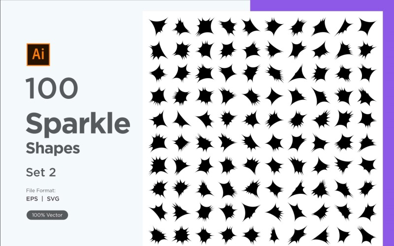 Sparkle shape symbol sign Set 100-V-2 Vector Graphic