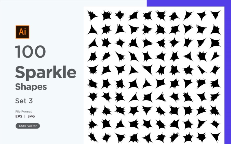 Sparkle shape symbol sign Set 100-V-3 Vector Graphic