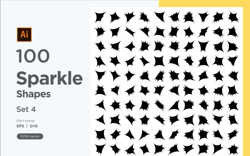 Sparkle shape symbol sign Set 100-V-4 Vector Graphic
