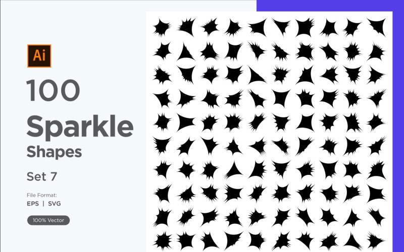 Sparkle shape symbol sign Set 100-V-7 Vector Graphic