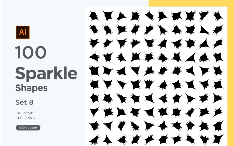 Sparkle shape symbol sign Set 100-V-8 Vector Graphic