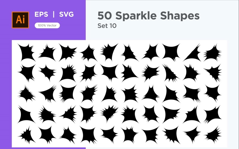 Sparkle shape symbol sign Set 50-V-10 Vector Graphic