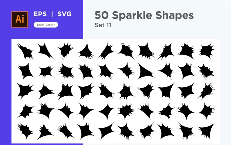 Sparkle shape symbol sign Set 50-V-11 Vector Graphic