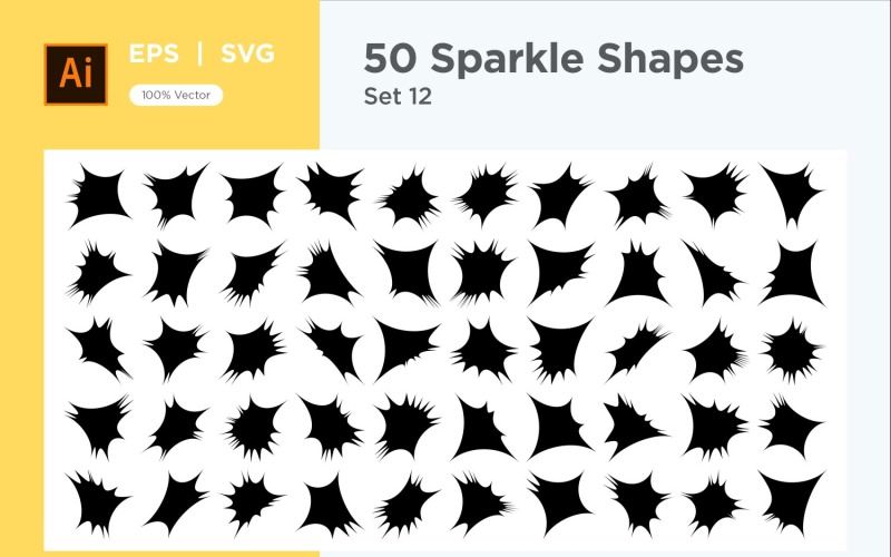 Sparkle shape symbol sign Set 50-V-12 Vector Graphic
