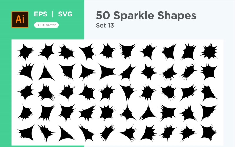 Sparkle shape symbol sign Set 50-V-13 Vector Graphic