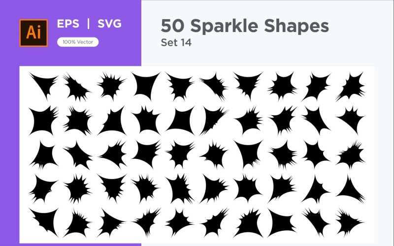 Sparkle shape symbol sign Set 50-V-14 Vector Graphic