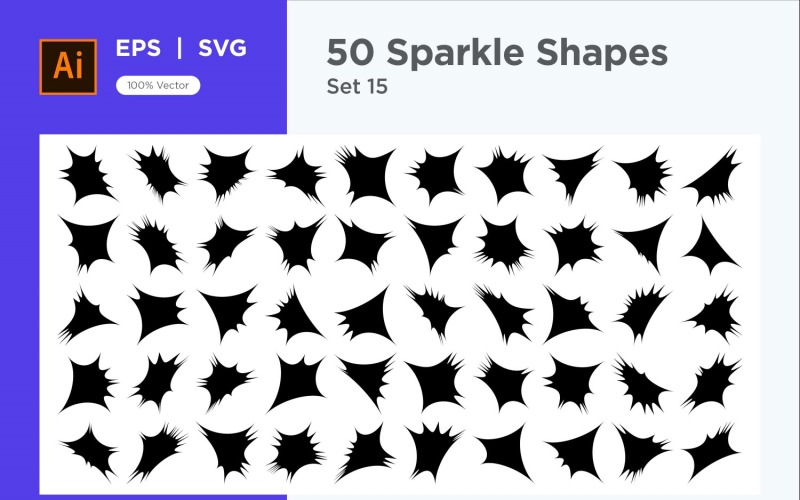 Sparkle shape symbol sign Set 50-V-15 Vector Graphic