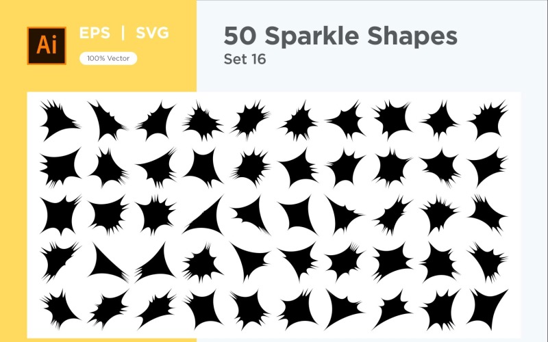 Sparkle shape symbol sign Set 50-V-16 Vector Graphic