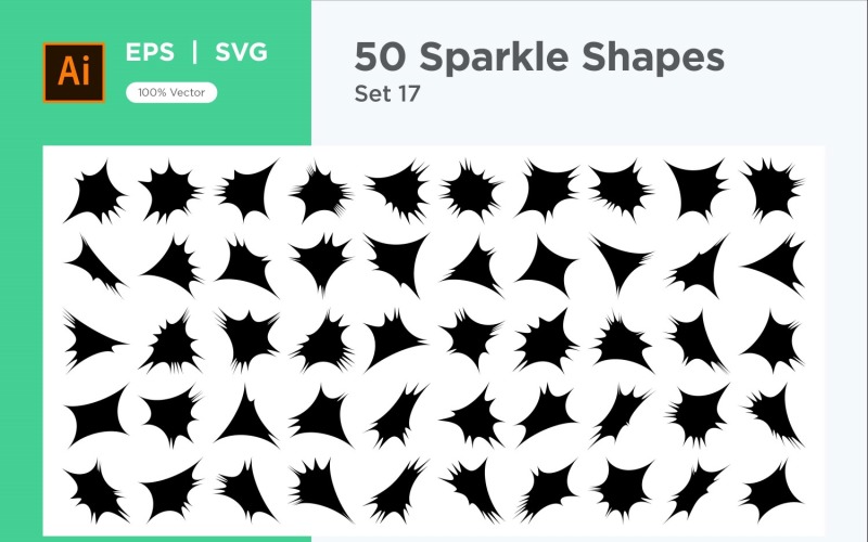 Sparkle shape symbol sign Set 50-V-17 Vector Graphic