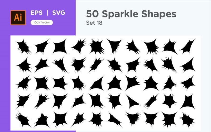 Sparkle shape symbol sign Set 50-V-18 Vector Graphic