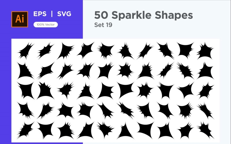 Sparkle shape symbol sign Set 50-V-19 Vector Graphic