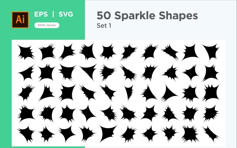 Sparkle shape symbol sign Set 50-V-1 Vector Graphic