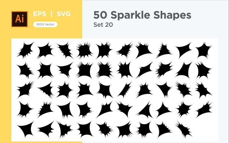 Sparkle shape symbol sign Set 50-V-20 Vector Graphic