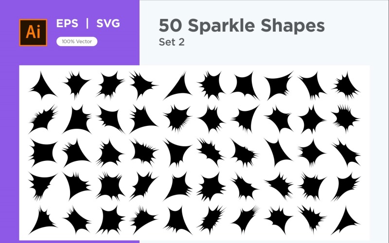 Sparkle shape symbol sign Set 50-V-2 Vector Graphic
