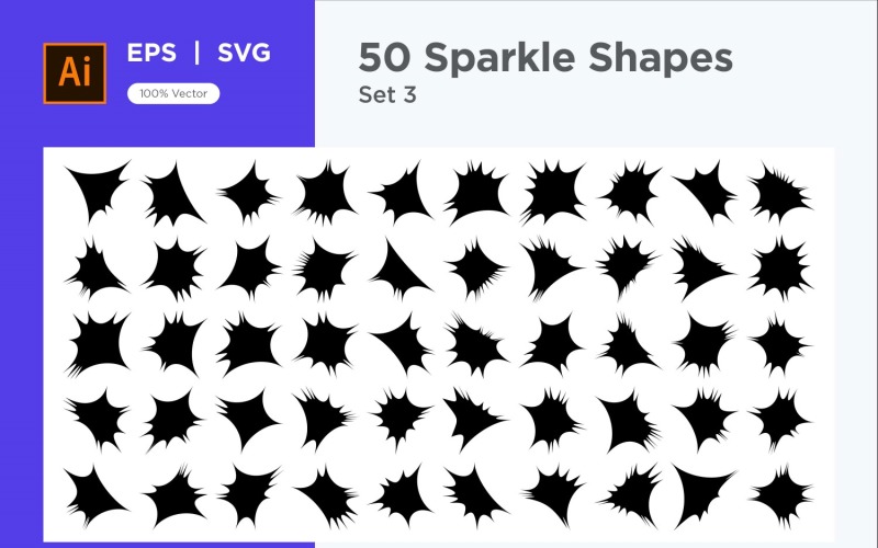 Sparkle shape symbol sign Set 50-V-3 Vector Graphic