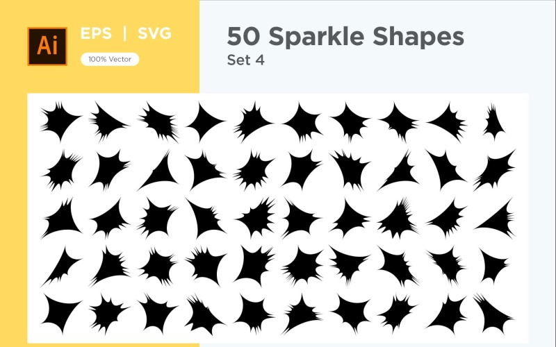 Sparkle shape symbol sign Set 50-V-4 Vector Graphic