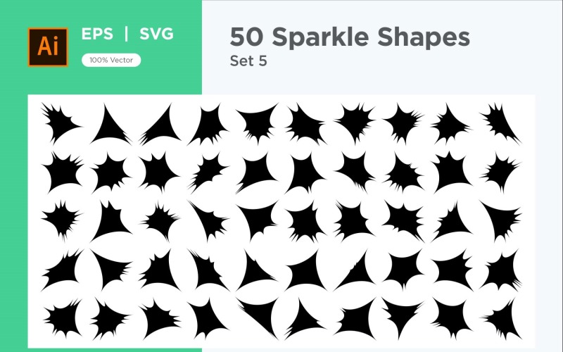 Sparkle shape symbol sign Set 50-V-5 Vector Graphic