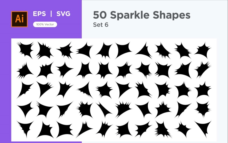 Sparkle shape symbol sign Set 50-V-6 Vector Graphic
